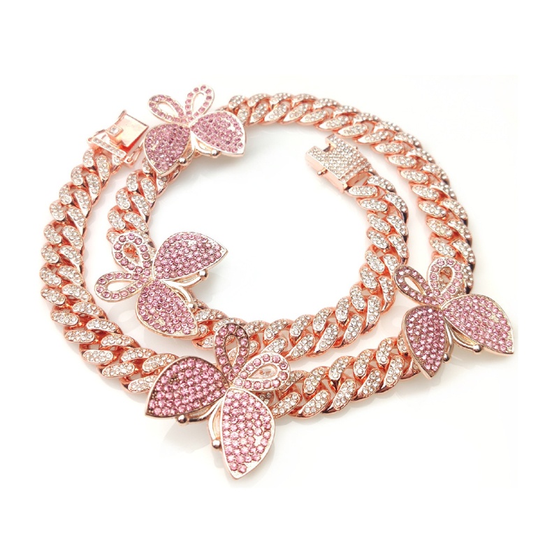 Vòng Cổ Choker Đính Đá Zircon Hình Bướm Dành Cho Nữ Thanh Thiếu Niên