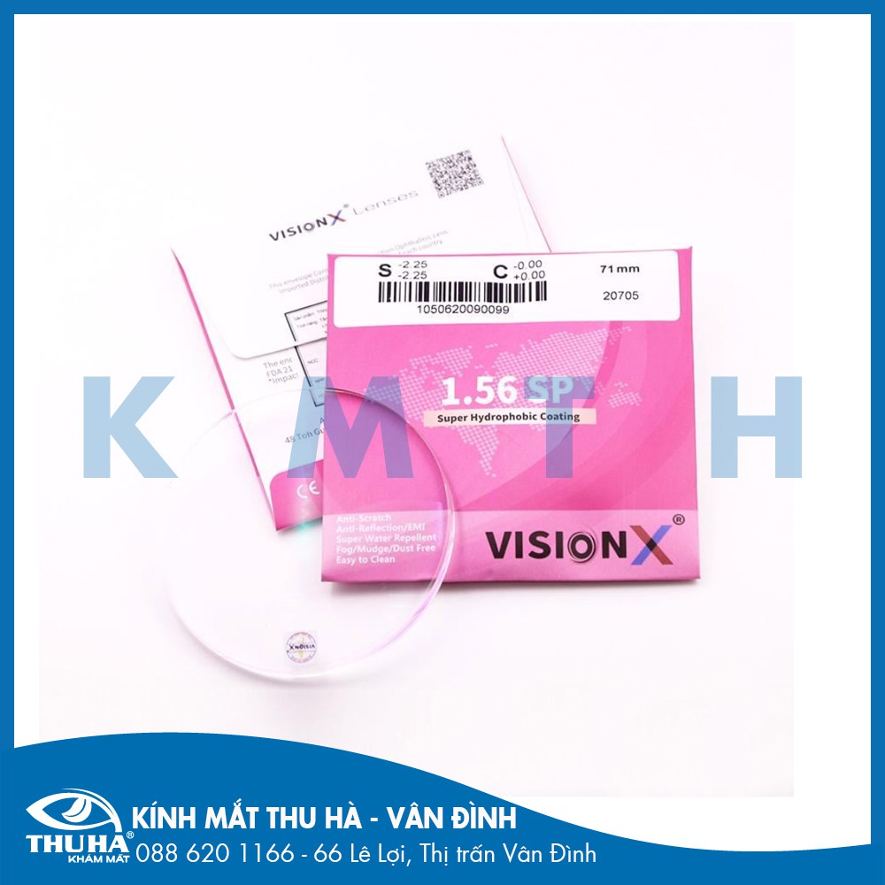 MẮT KÍNH CẬN LOẠN VISIONX 1.56 SHMC (SINGAPORE) CHỐNG CHÓI, CHỐNG LOÁ, CHỐNG TIA UV (01 MẮT) (CHÍNH HÃNG)