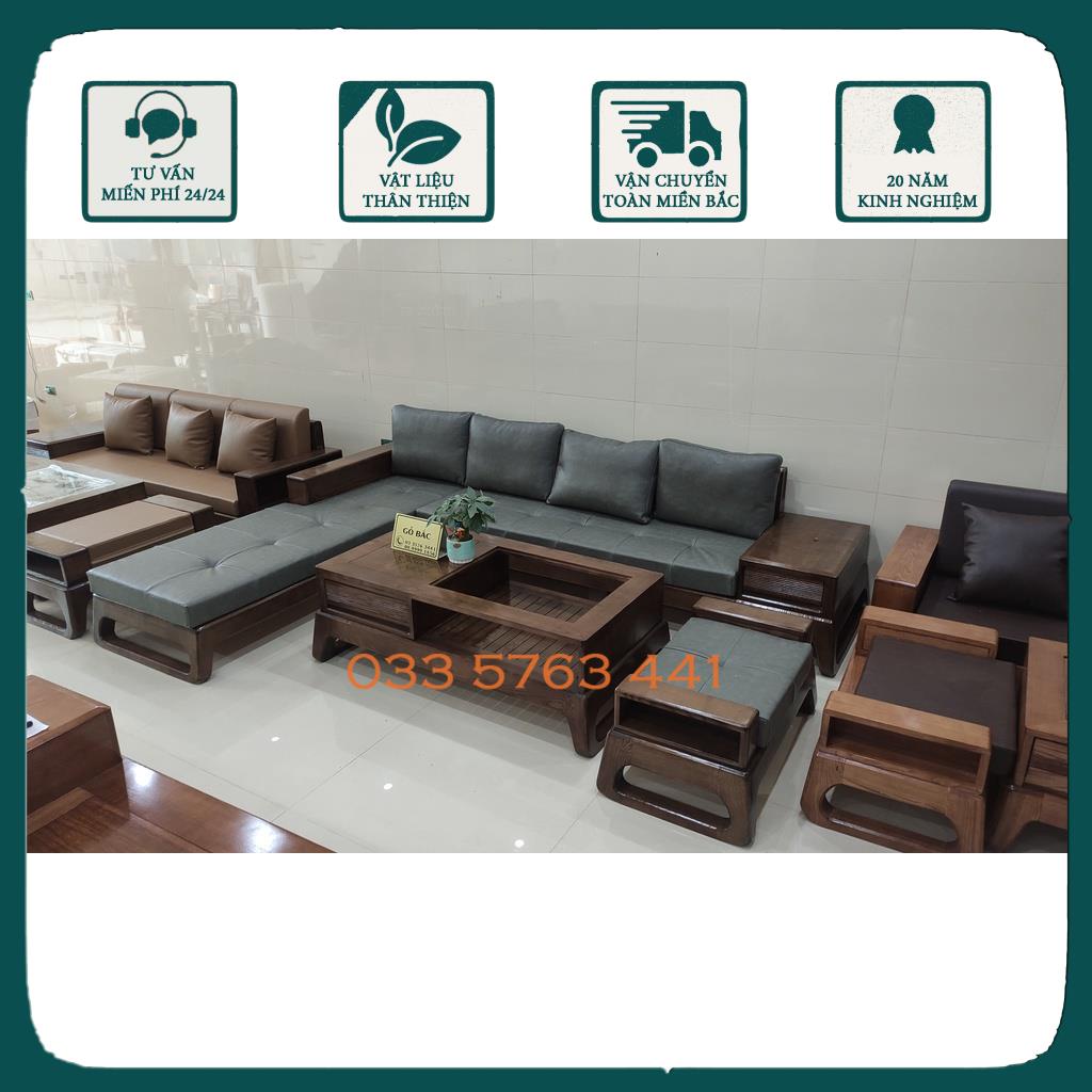 Ghế sofa - sa lông gỗ kích thước 2m8 x 2m ảnh thật kèm video - giá gốc tại xưởng hàng loại 1
