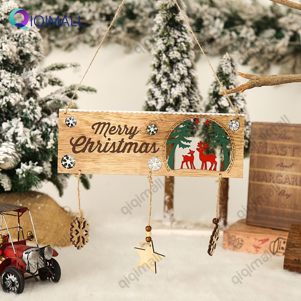 Ready Stock❀❀ Christmas decorations Shuanglu house number pendant wooden crafts Christmas scene decoration props