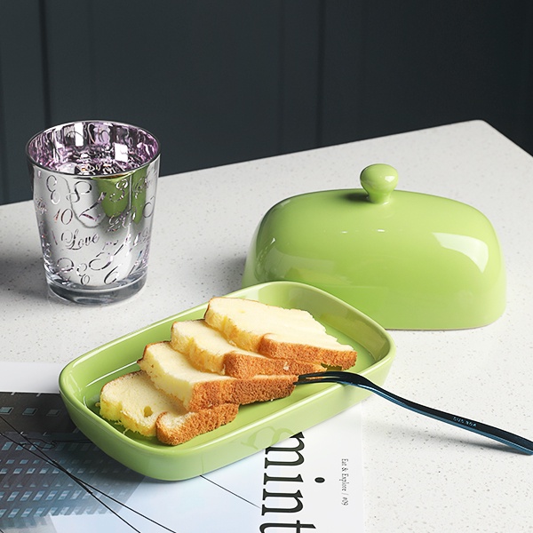 Đĩa gốm SWEEJAR có nắp đậy dùng đựng bơ tiện lợi