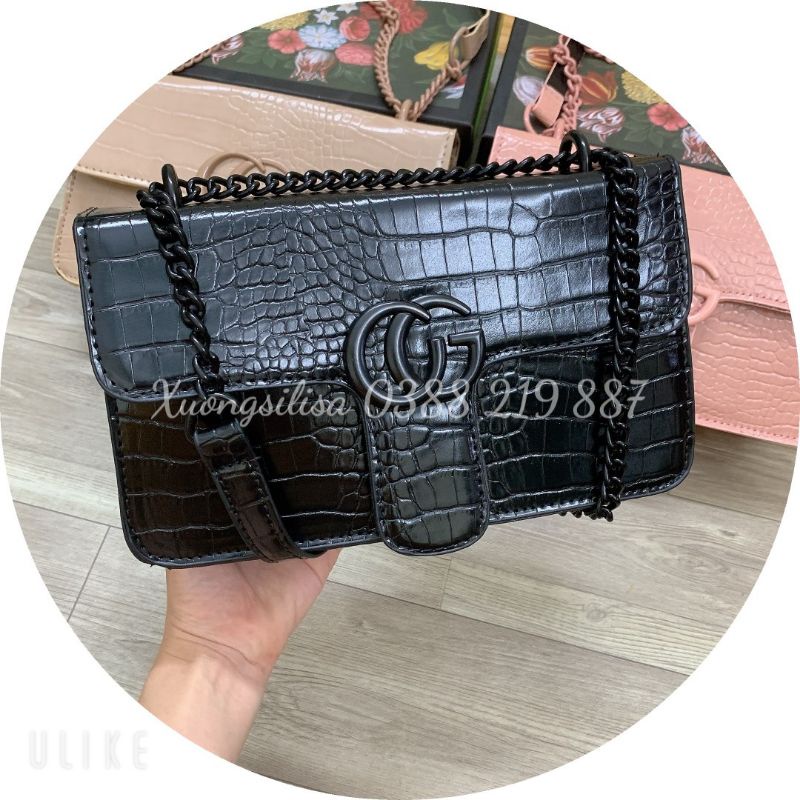 Túi Đeo Chéo Túi Da Rắn Đồng Màu Dây Xích