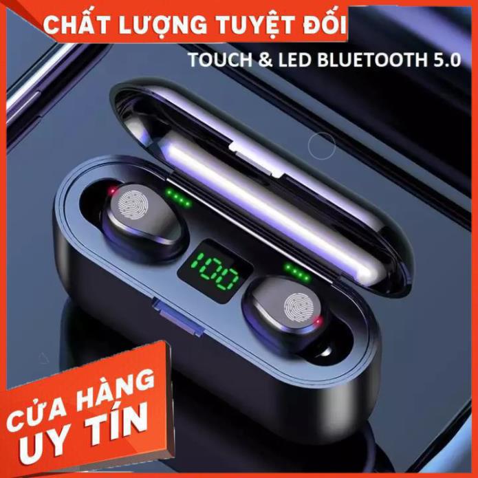 Tai nghe Bluetooth AMOI F9 TWS 5.0 bản QUỐC TẾ không dây cảm ứng chống nước IPX5, chống ồn tích hợp sạc dự phòng 2500mAh