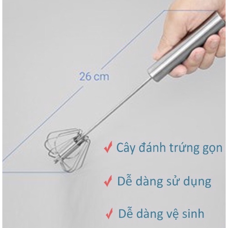 Size To Cây Đánh Trứng Inox Có Trục Xoay Tự Động Nhỏ Gọn Tiện Dụng