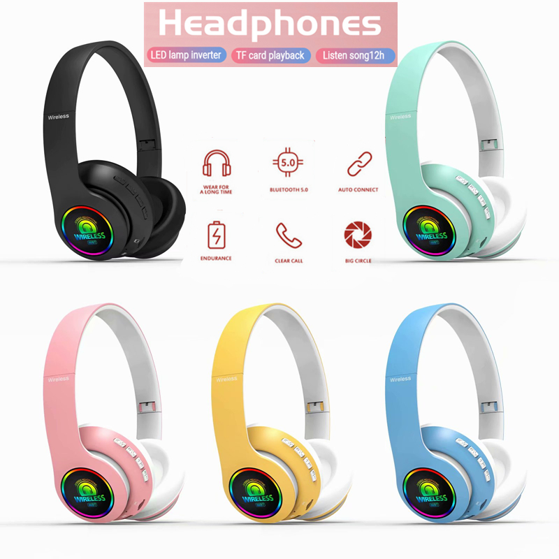 Tai Nghe Bluetooth Không Dây 5.0 66bt Lwe Macaron Có Micro Hỗ Trợ Thẻ Nhớ Tf