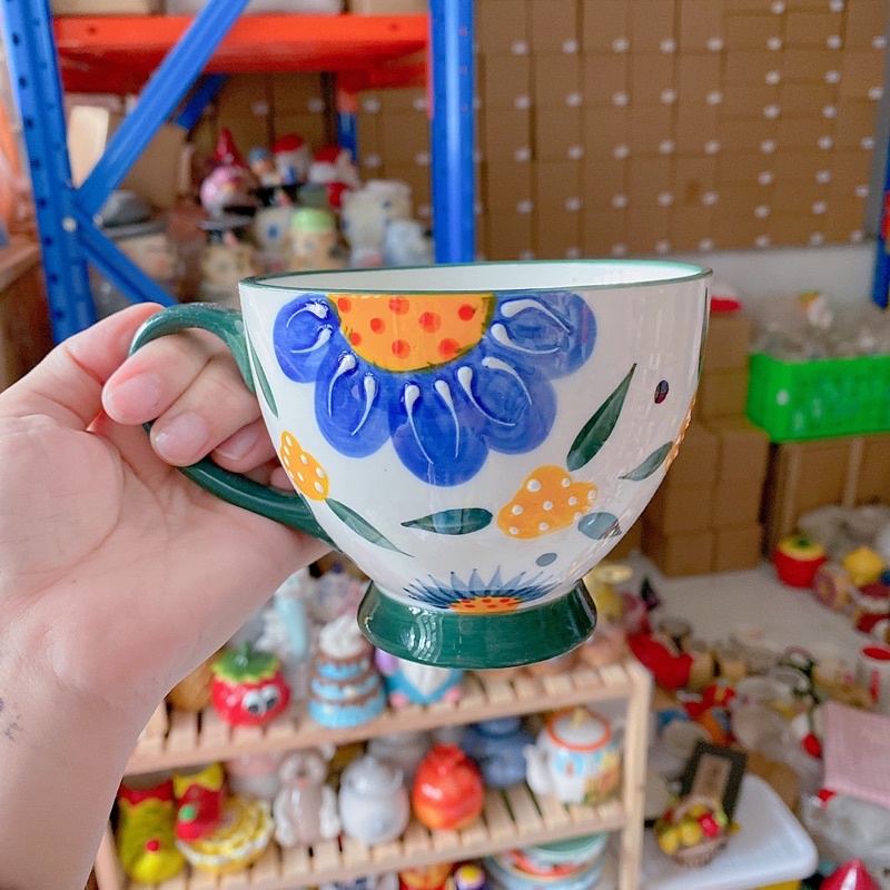 Cốc sứ vẽ tay hoạ tiết size từ 450ml