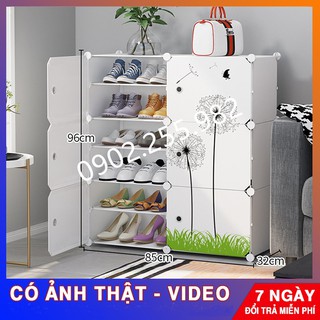 [XẢ SỐC] - TỦ NHỰA ĐỂ GIÀY DÉP KIỂU MỚI 12 Ô (chia ô) ĐỂ ĐƯỢC 24 ĐÔI GIÀY BỘ TRẮNG ĐỤC NHIỀU HỌA TIẾT