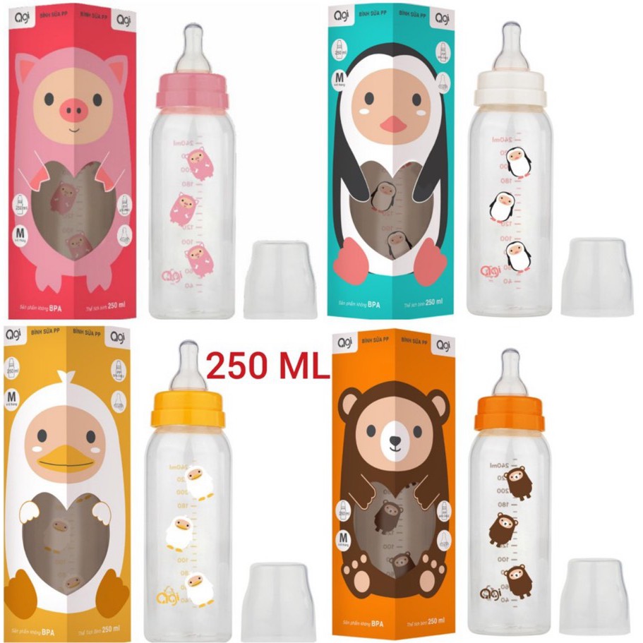 Bình Sữa Agi Có Van Chống Sặc Cổ Hẹp 60ml/140ml/ 240ml Loại Nhựa PP
