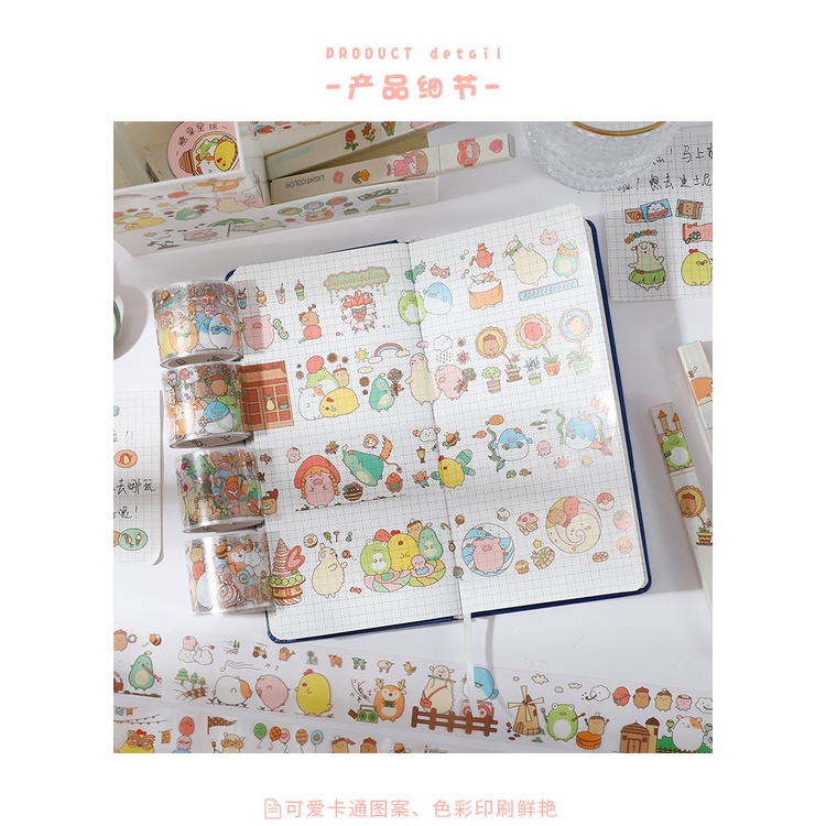 1 Cuộn sticker chất liệu nhựa trong suốt hình dán siêu dễ thương