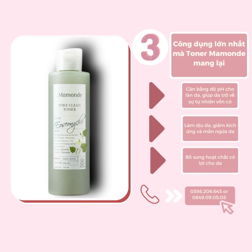 Nước Hoa Hồng Mamonde Toner 150ml, 250ml TN1953