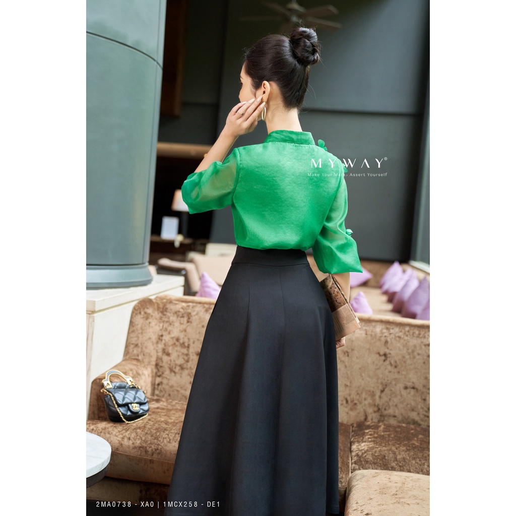 Áo Sơ Mi Nữ Công Sở MY WAY Tay Lỡ Đính Hoa Sang Trọng 2MA0738