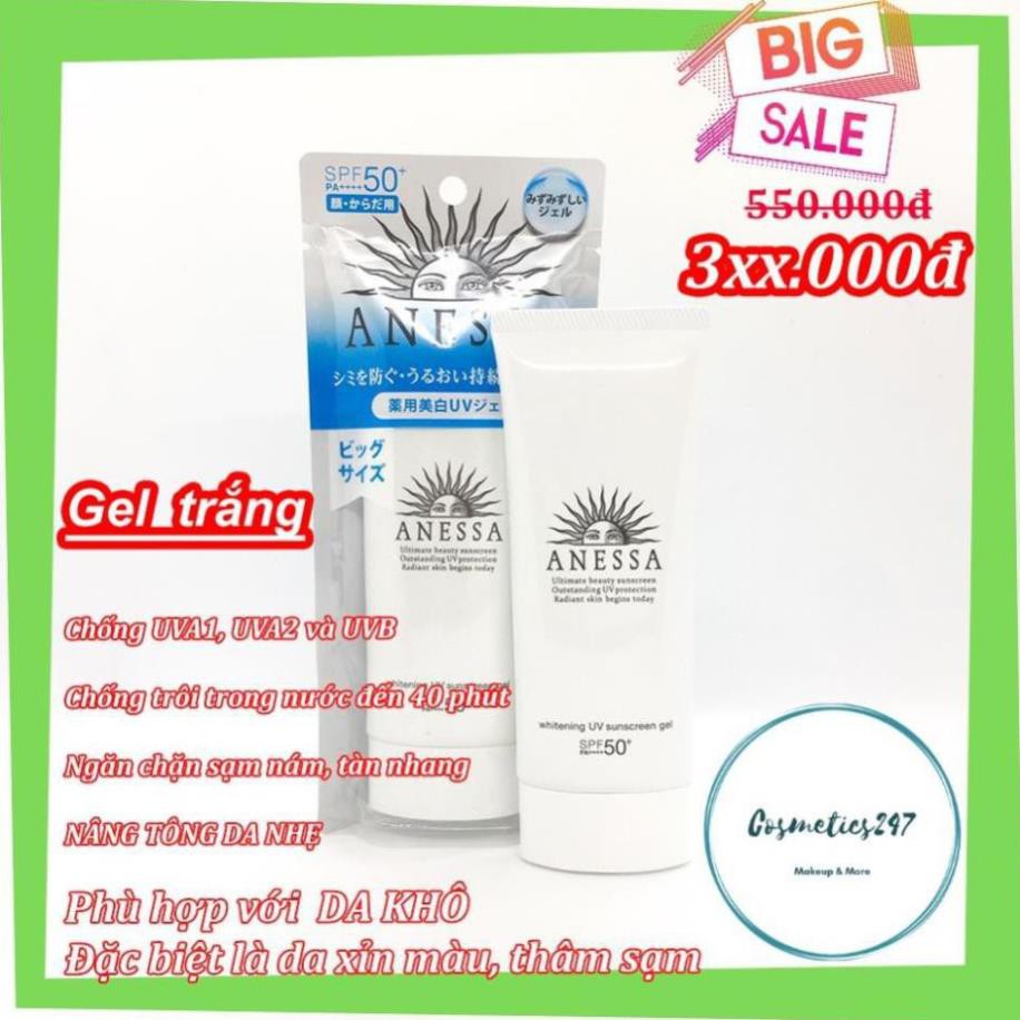 Kem chống nắng Anessa Perfect UV Sunscreen Skincare Milk SPF 50+ PA++ dành cho Da Dầu & Da Dầu Mụn màu vàng  60ml & 20ml