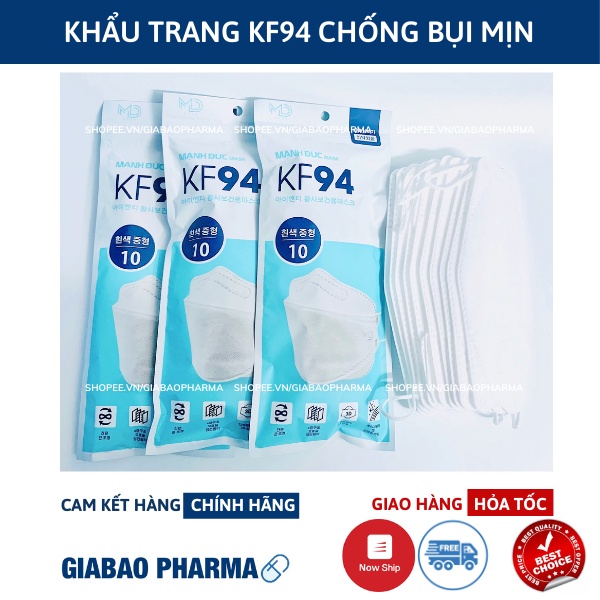 Set 10 Chiếc Khẩu trang 4 Lớp KF94 Chống Bụi Mịn Và Kháng Khuẩn Hàng Cao Cấp