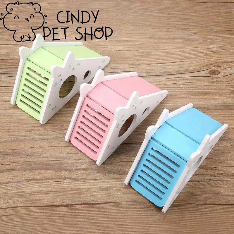 Nhà ngủ lắp ráp cầu tuột 2in1 hình phô mai cho Hamster