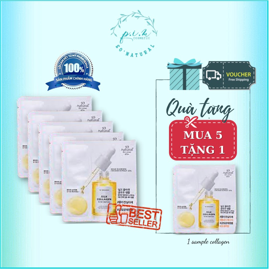 Serum Dưỡng Da Căng Bóng Silk Collagen Glow Ampoule So Natural Hàn Quốc 1 gói/ 2,5ml I Nhập Khẩu Chính Hãng Hàn Quốc
