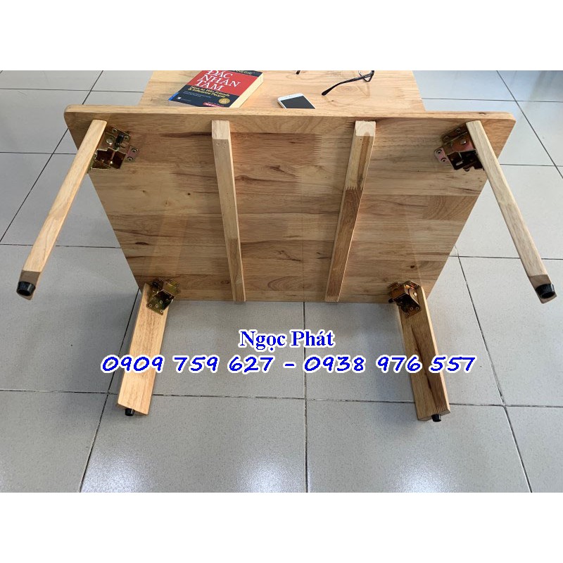 Bàn Gỗ Cao Su 70x50x30cm Chân Bánh Mì Xếp Gọn Đa Năng - BH 12 Tháng NGỌC PHÁT