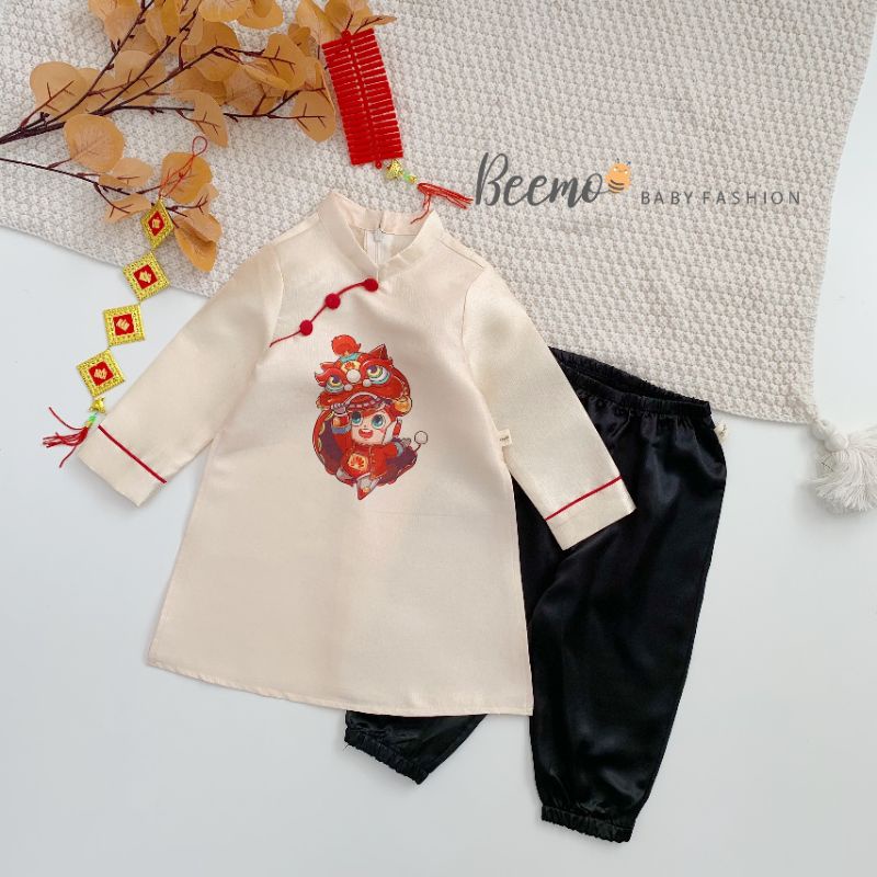 _Bộ áo dài múa lân bé trai 9 đến 23kg