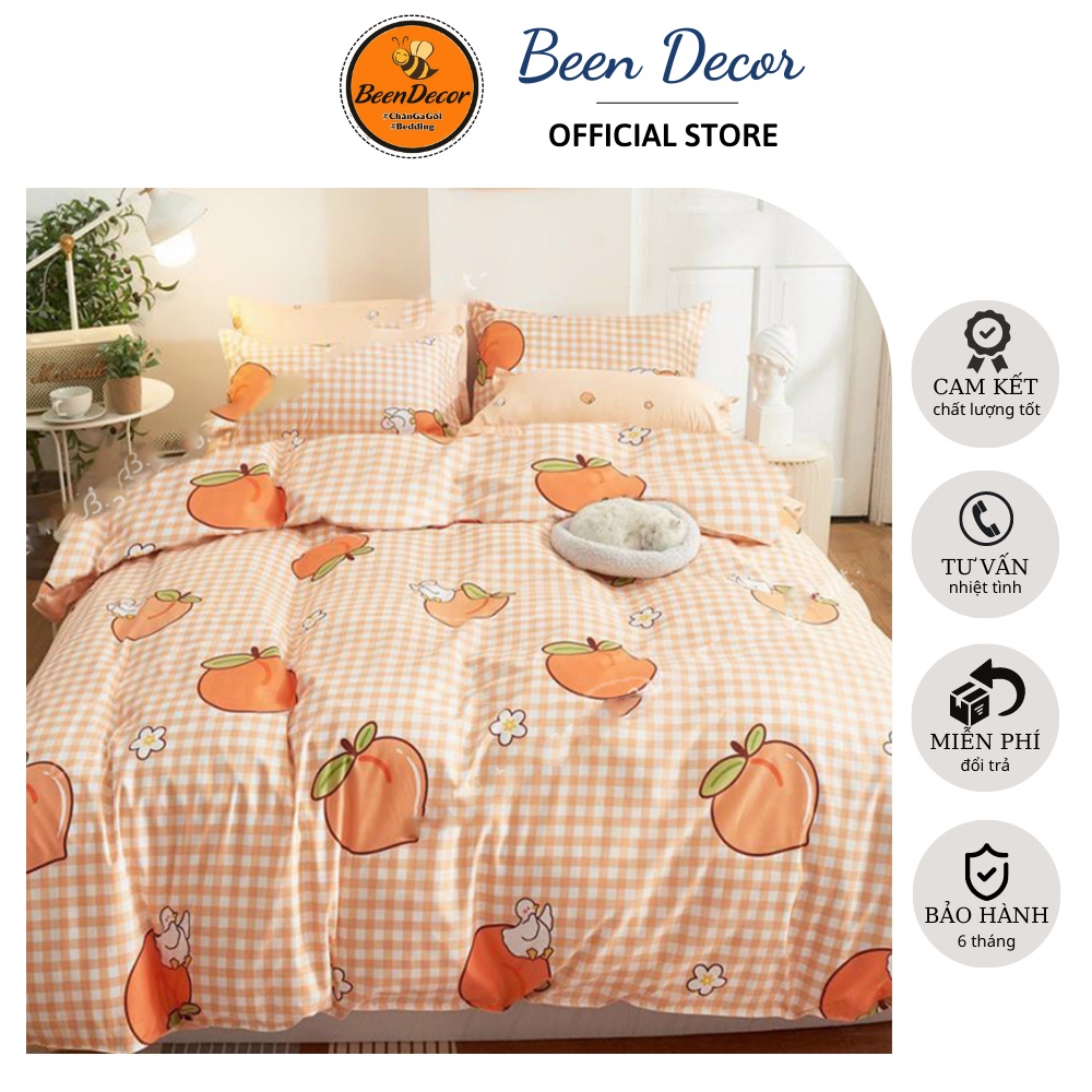 Sét 5 Món Vỏ Chăn Gấu đỏ Cotton Poly Cao Cấp - 1 ga 2 vỏ gối nằm 1 vỏ gối ôm 1 vo chăn 1m9x2m1 - Ga gối BeenDecor