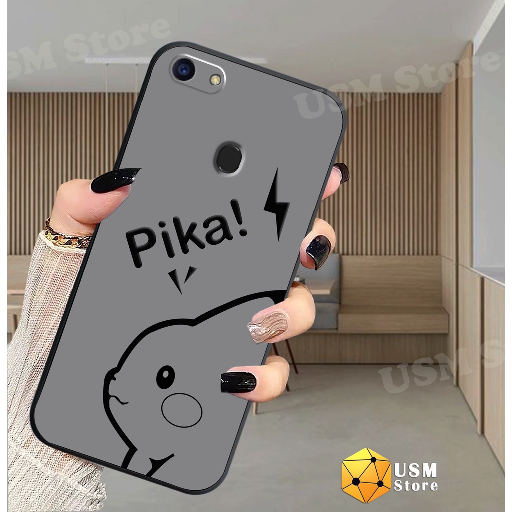 Ốp điện thoại Oppo F5 / F5 Youth/F7/F11/F11 Pro viền vuông có viền bảo vệ camera sau, in hình Pikachu dễ thương