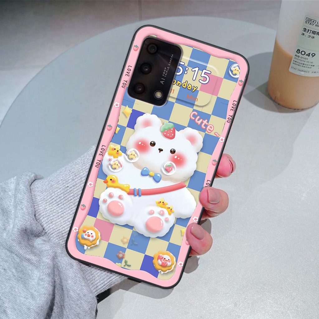 Ốp lưng Oppo A74 / A94 / A95 in hình gấu cute,bò sữa 3D cute dễ thương bảo vệ điện thoại.