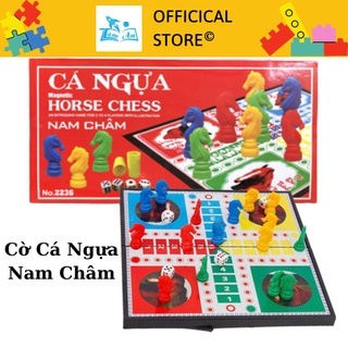 Bộ cờ cá ngựa/cờ đua ngựa nam châm bàn nhựa chắc chắn, dễ gấp gọn, tiện lợi