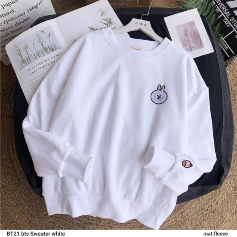 Áo Khoác sweater Nam Màu Trắng In Tên Các Thành Viên Nhóm Nhạc BTS