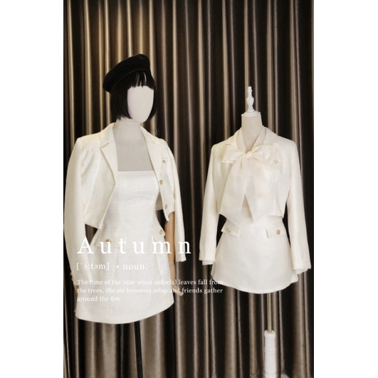 Set dạ và áo sơmi - Clara set trắng