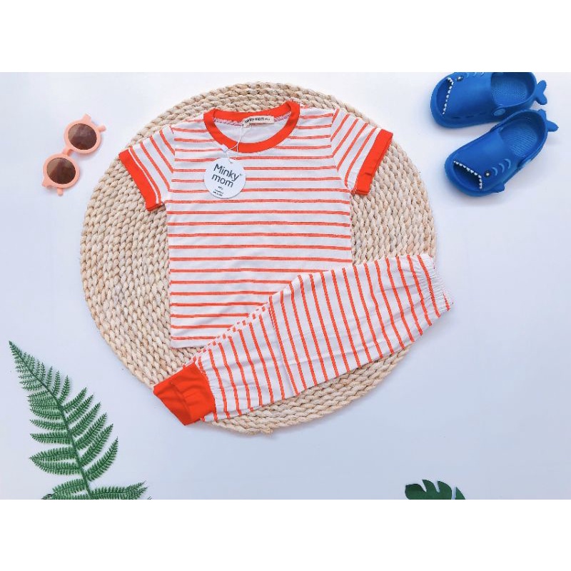 [HCM] Bộ Quần áo thu đông trẻ em tay ngắn quần dài, đồ bộ sọc siêu hot, Cotton thun lạnh Minky Mom, vải Sài Gòn loại 1