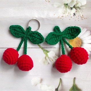 Móc khoá cherry bằng len