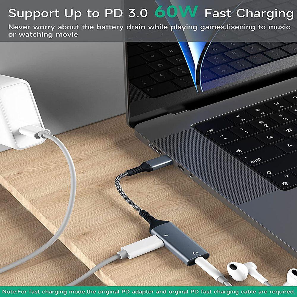 MYRONGVN Bộ ĐiềU HợP Âm Thanh Aux 60W PD KèM Phụ KiệN Cho Samsung Huawei Xiaomi