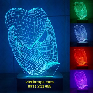ĐÈN LED 3D BÀN TAY ĐÓN TRÁI TIM