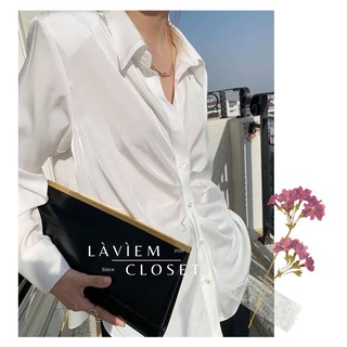 Hàng Áo sơ mi nữ hq kiểu dún ngực công sở basic form rộng trắng sang chảnh hàn quốc tiểu thư có cổ tay dài và đi học đẹp