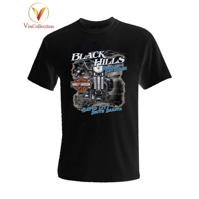 Áo Thun Nam Motorcycle - Biker T-Shirt Đen in HARLEY DAVIDSON BLACK HILLS - MOTOR T-SHIRT