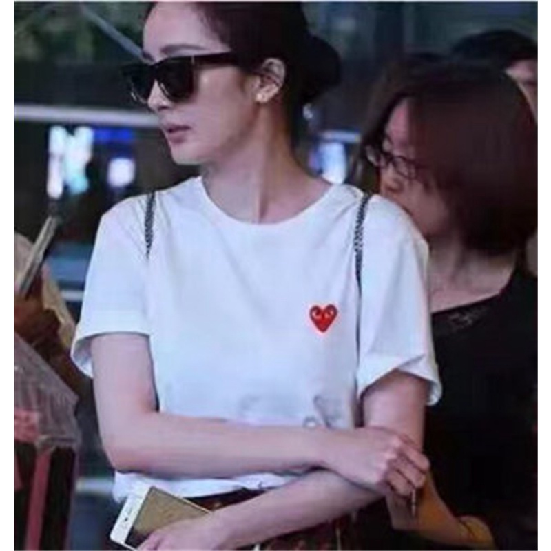 Áo thun cotton tay ngắn thêu hình PLAY cổ điển thời trang cho nam và nữ