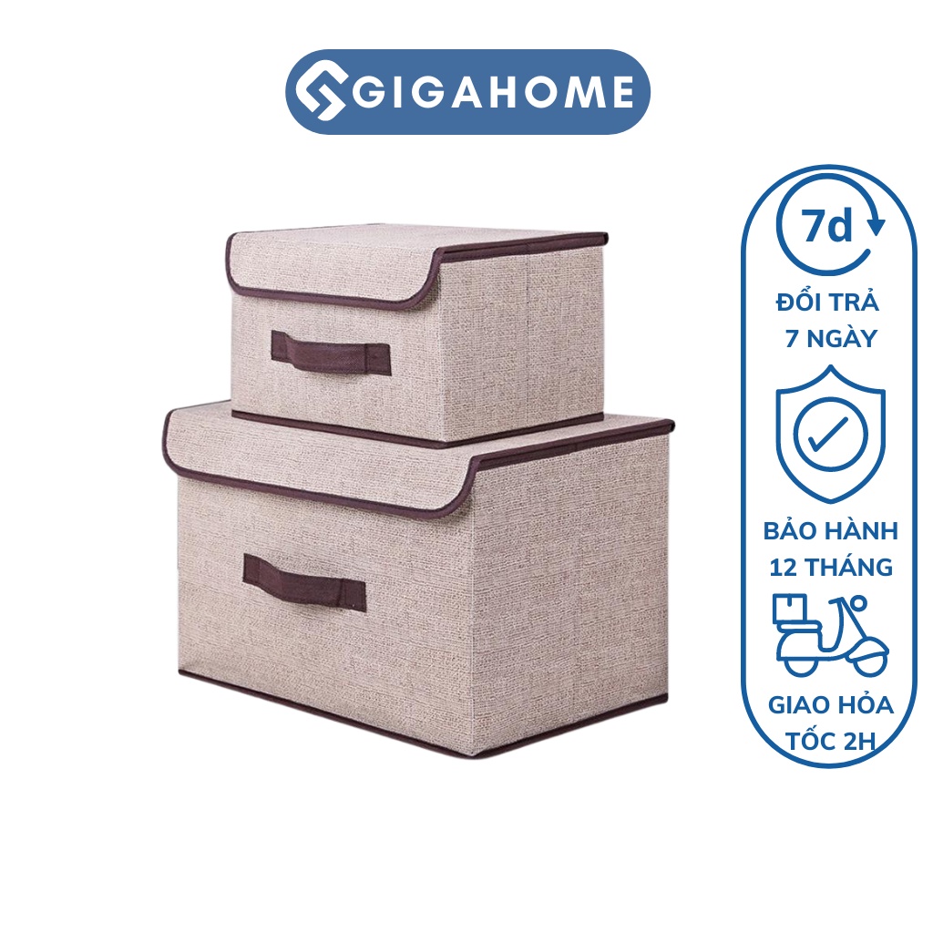Combo 2 Hộp Vải Đựng Quần Áo, Chăn Màn Có Nắp Đậy Đa Năng GIGAHOME 5300