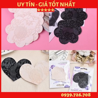 Miếng dán núm đầu nhũ hoa❤️FREESHIP❤️Combo 10 miếng dán ti lụa giấy hình hoa mai và trái tim hàng đep dùng 1 lần -5 cặp