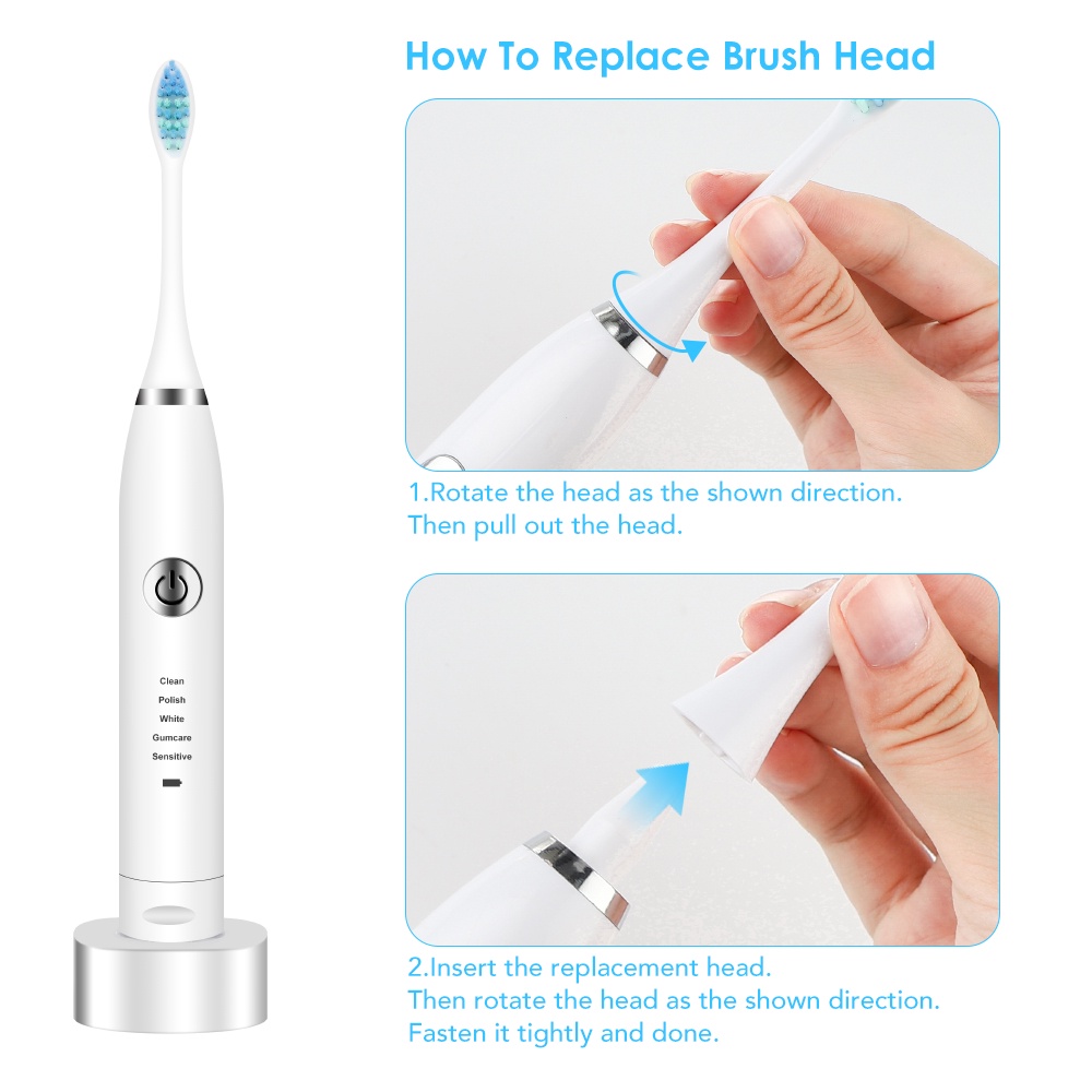 Bàn Chải Đánh Răng Điện Sonic Thông Minh Chống Thấm Nước Sạc USB Tiện Dụng