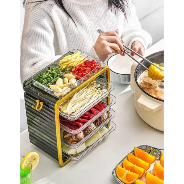 Khay 4 Tầng Để Đồ Ăn Lẩu Tiện Dụng