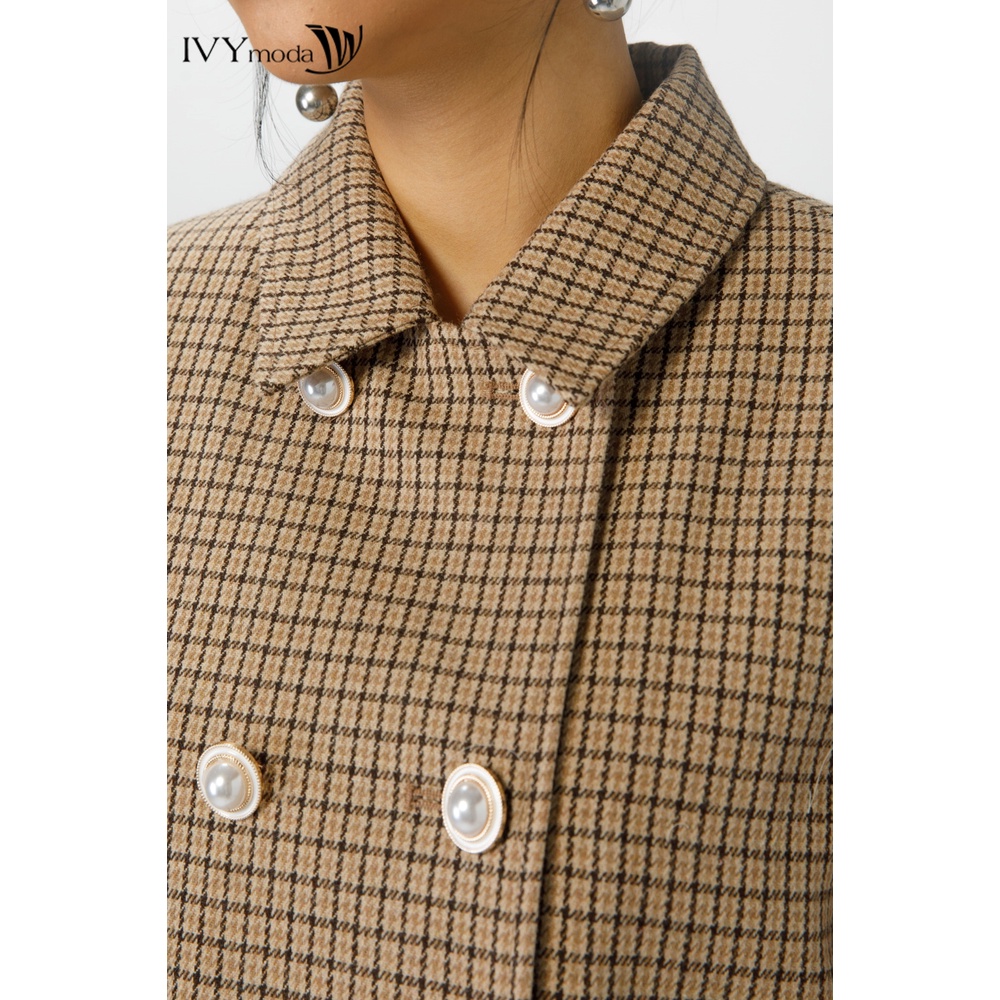 Áo khoác dạ kẻ nữ IVY moda MS 70M7094
