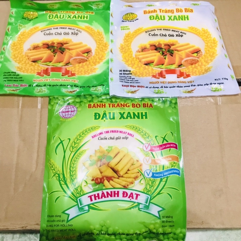 ( Loại 1)Gói 30 Lá Bánh Tráng Đậu Xanh Bò Bía Cuốn Chả Giò sz 16