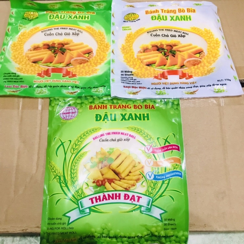 Gói 30 Lá Bánh Tráng Đậu Xanh Bò Bía Cuốn Chả Giò sz 16