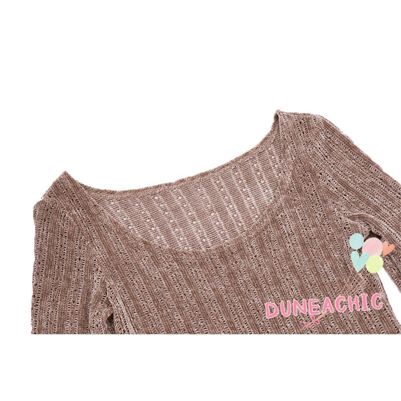 DUNEA Đầm Dài Tay Trễ Vai Ôm Dáng Xinh Xắn Theo Phong Cách Cổ Điển Dành Cho Nữ