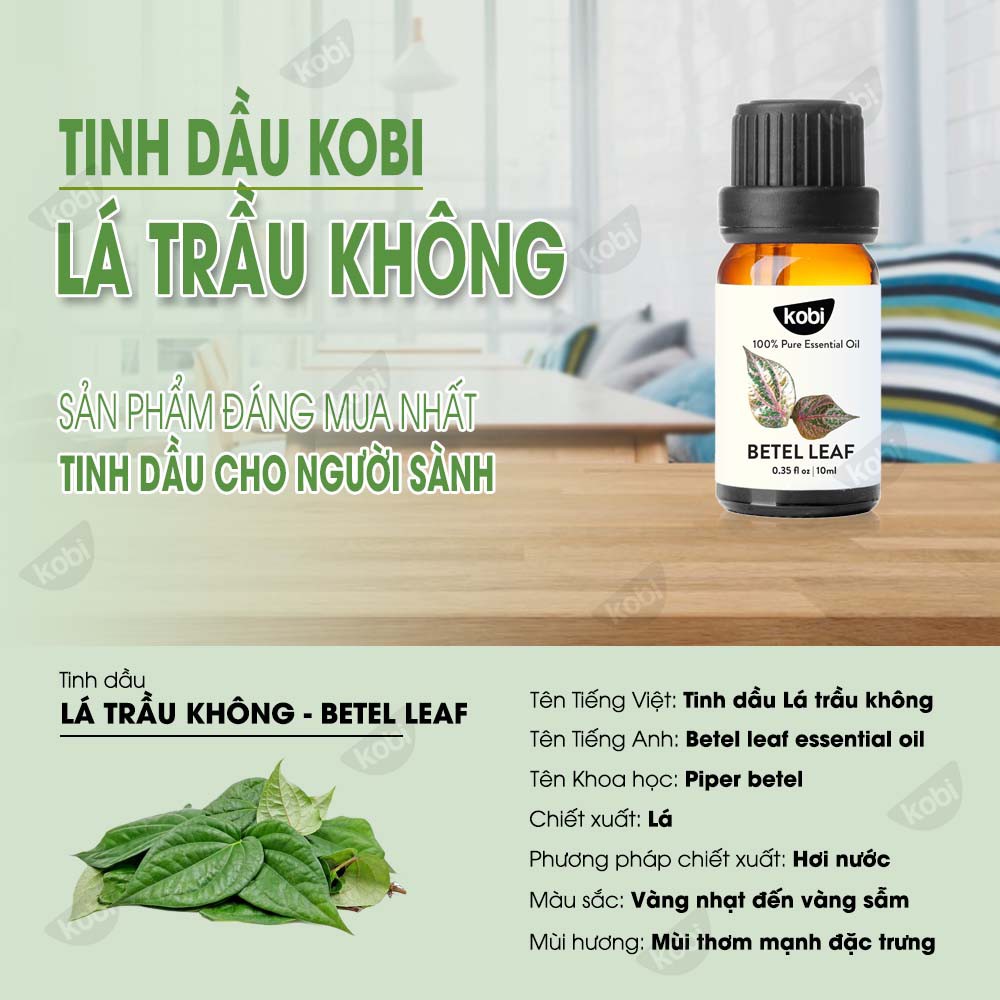 Tinh dầu Lá Trầu Không Kobi Piper Betel Leaf essential oil giúp chống viêm nhiễm, giảm đau, kích thích tiêu hóa - 10ml