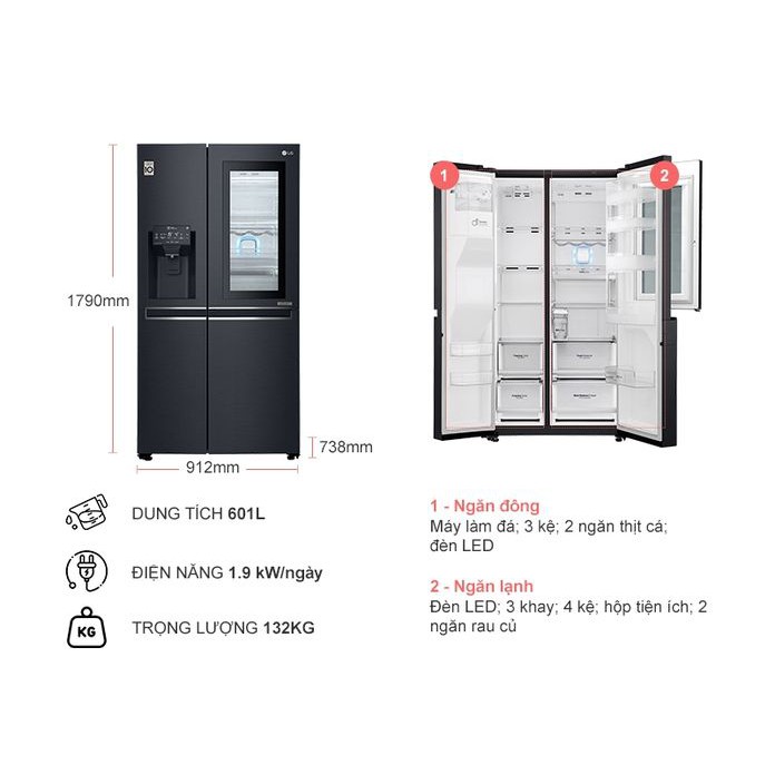 Tủ lạnh LG Inverter InstaView Door-in-Door 601 lít GR-X247MC