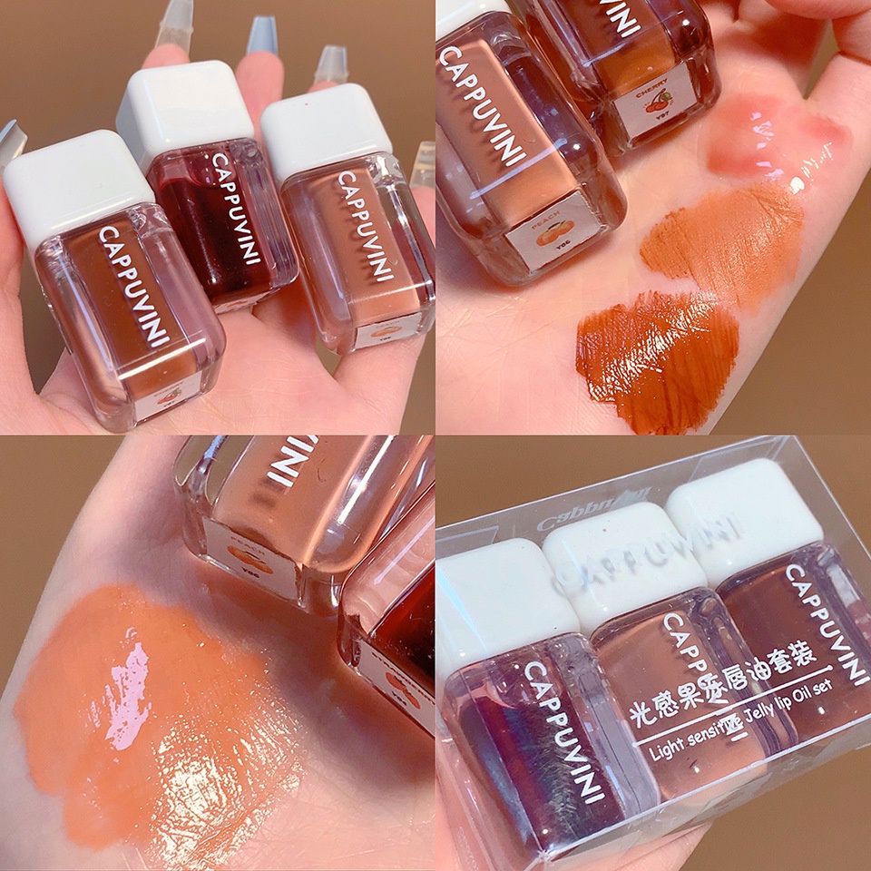 Set 3 Son Bóng Dưỡng Môi Cappuvini Jelly Lip Oil Set