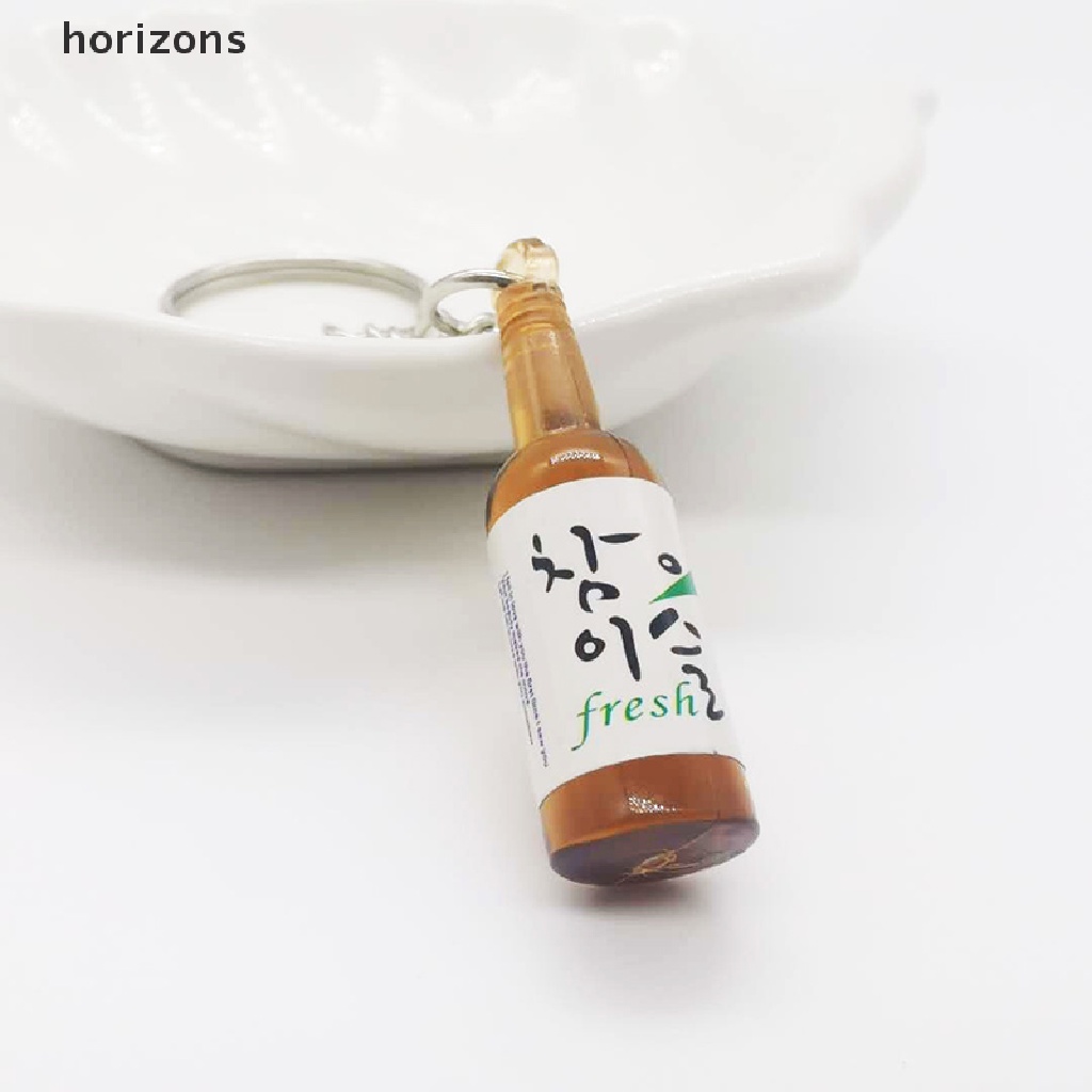 Móc khóa resin hình chai bia / rượu độc đáo phong cách Hàn Quốc