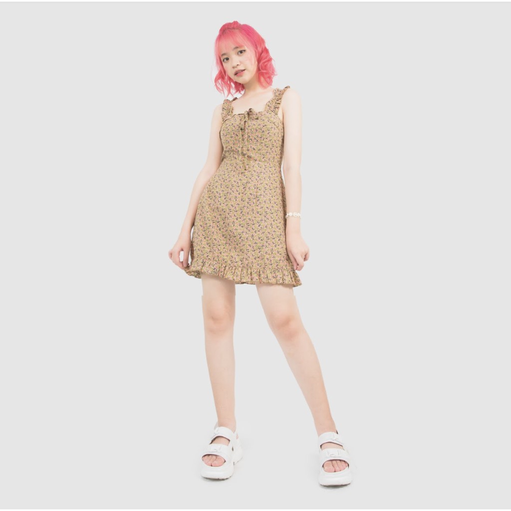 Usthebasic - Đầm nữ String Floral Mini Dress