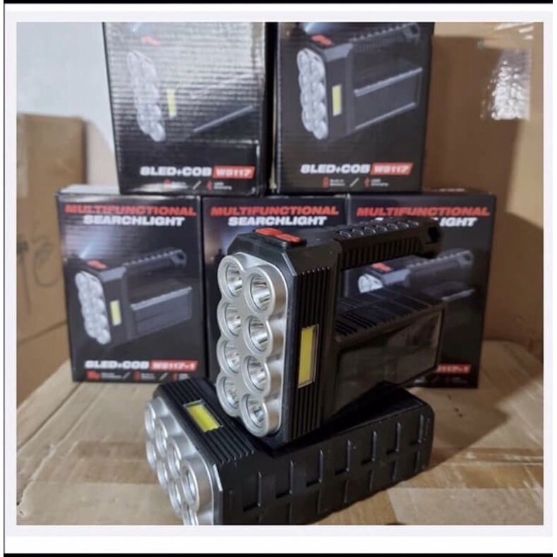 Đèn pin cầm tay 8 bóng siêu sáng❤️ FREE SHIP❤️ có pin tích điện năng lượng mặt trời kèm sạc điện