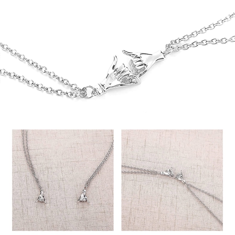 Flgo Pinky Set 2 Vòng cổ Mặt Hình Bàn Tay Giữ Đôi / Bàn Tay Cho Bạn Thân