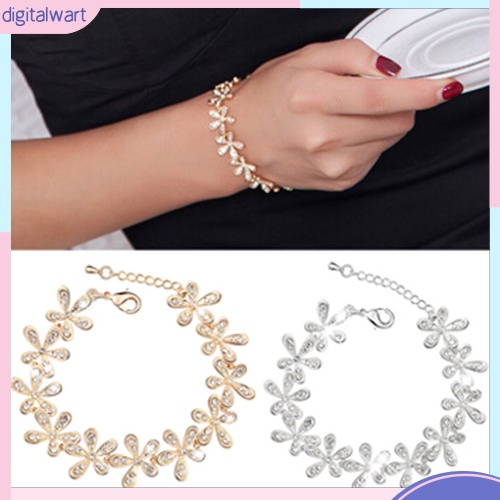 Vòng tay hoa tuyết đính đá pha lê nhân tạo sang trọng cá tính dành cho nữ